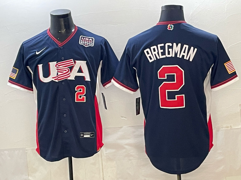 2026 World Baseball Classic Team USA #2 Alex Bregman Men's Stadium Road Jersey - Navy