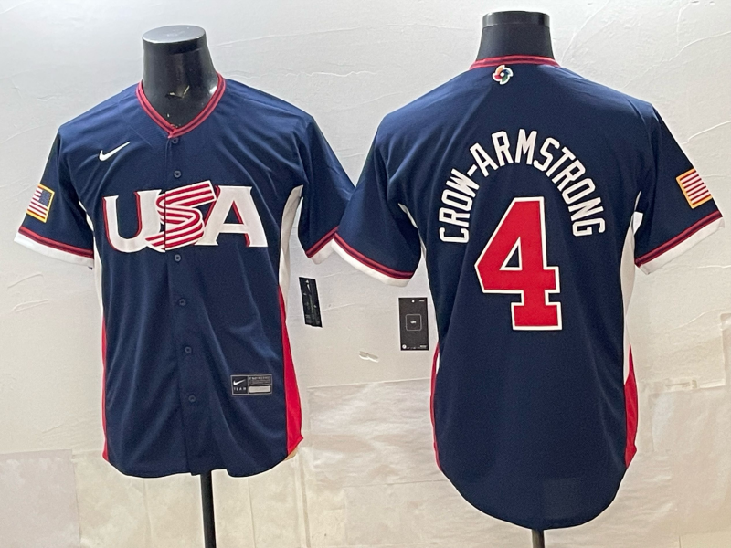 2026 World Baseball Classic Team USA #21 Pete Crow-Armstrong Men's Stadium Road Jersey - Navy