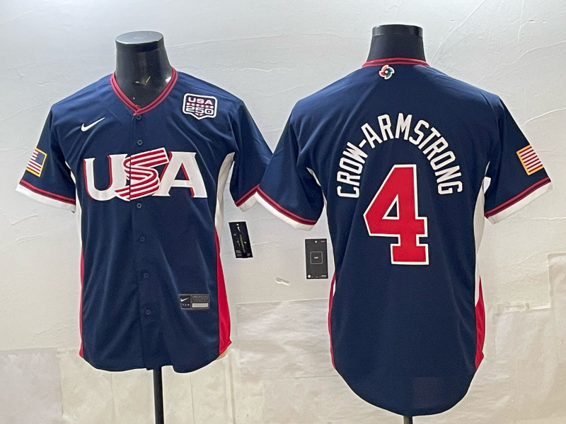 2026 World Baseball Classic Team USA #21 Pete Crow-Armstrong Men's Stadium Road Jersey - Navy