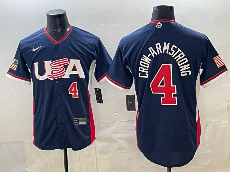 2026 World Baseball Classic Team USA #21 Pete Crow-Armstrong Men's Stadium Road Jersey - Navy