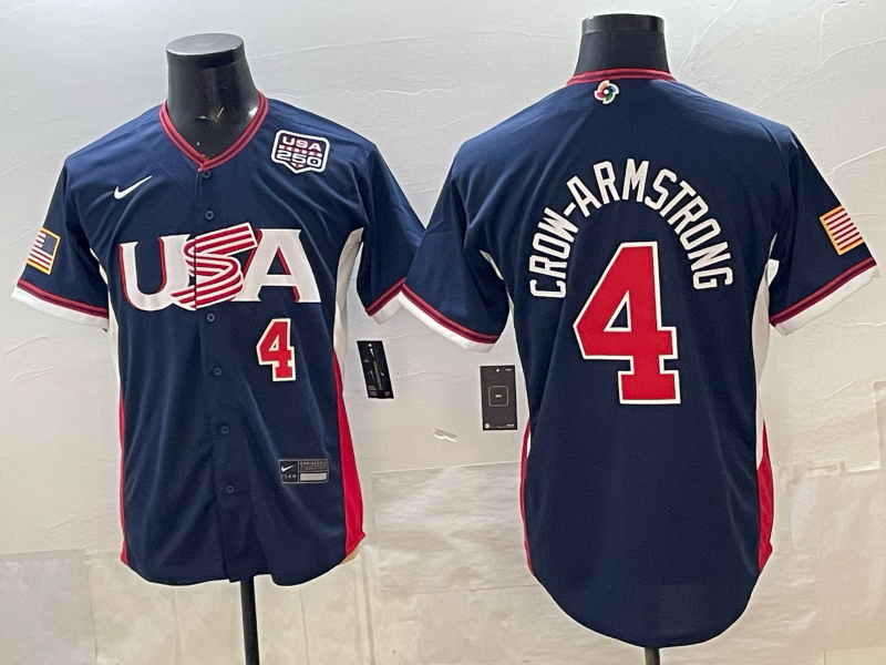 2026 World Baseball Classic Team USA #21 Pete Crow-Armstrong Men's Stadium Road Jersey - Navy