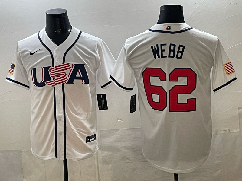Men's 2026 World Baseball Classic Team USA #62 Logan Webb White Premium Jersey