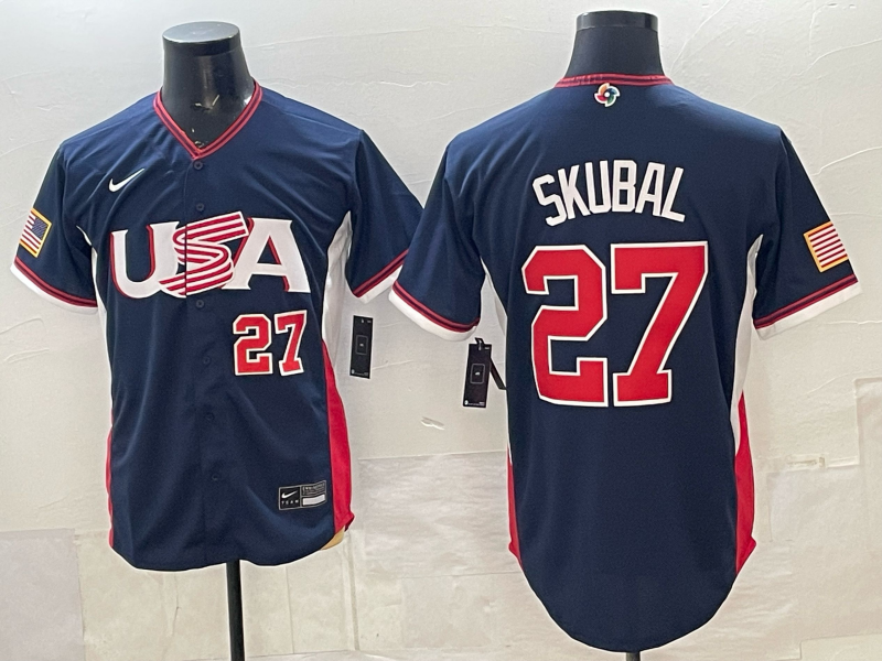 2026 World Baseball Classic Team USA #27 Tarik Skubal Men's Stadium Road Jersey - Navy
