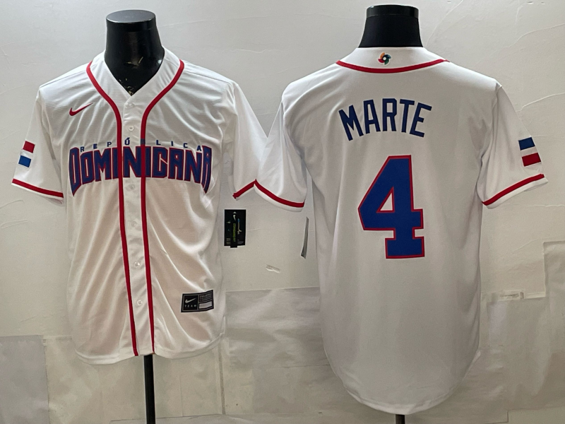 2026 World Baseball Classic Team Dominican #4 Ketel Marte Men's Road Stadium Jersey - White