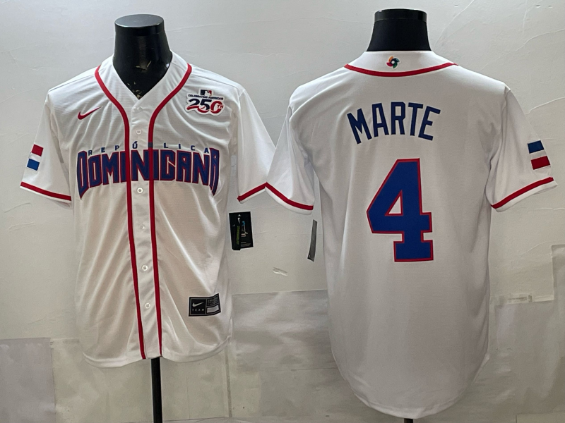 2026 World Baseball Classic Team Dominican #4 Ketel Marte Men's Road Stadium Jersey - White