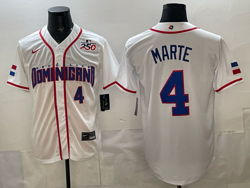 2026 World Baseball Classic Team Dominican #4 Ketel Marte Men's Road Stadium Jersey - White