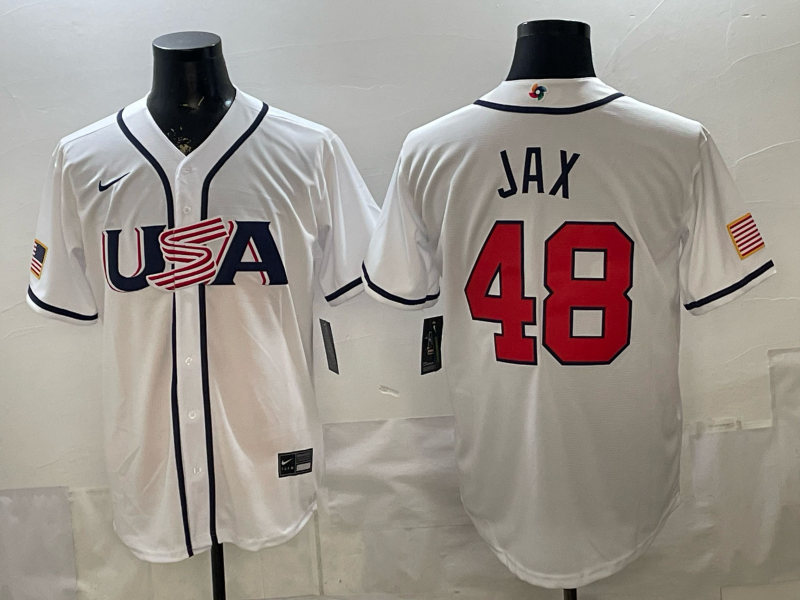 2026 World Baseball Classic Team USA #48 Griffin Jax Men's Road Stadium Jersey - White