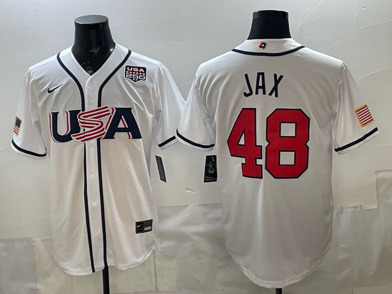 2026 World Baseball Classic Team USA #48 Griffin Jax Men's Road Stadium Jersey - White