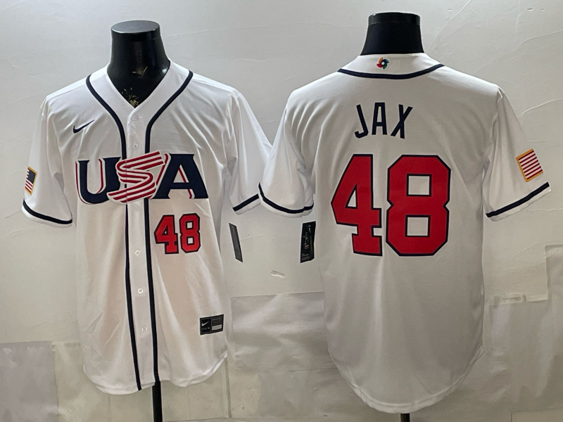2026 World Baseball Classic Team USA #48 Griffin Jax Men's Road Stadium Jersey - White