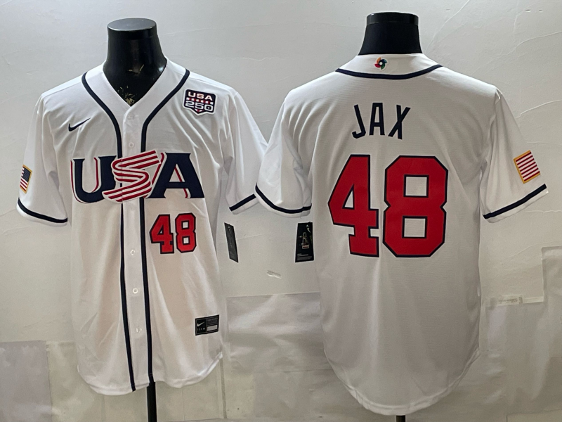 2026 World Baseball Classic Team USA #48 Griffin Jax Men's Road Stadium Jersey - White