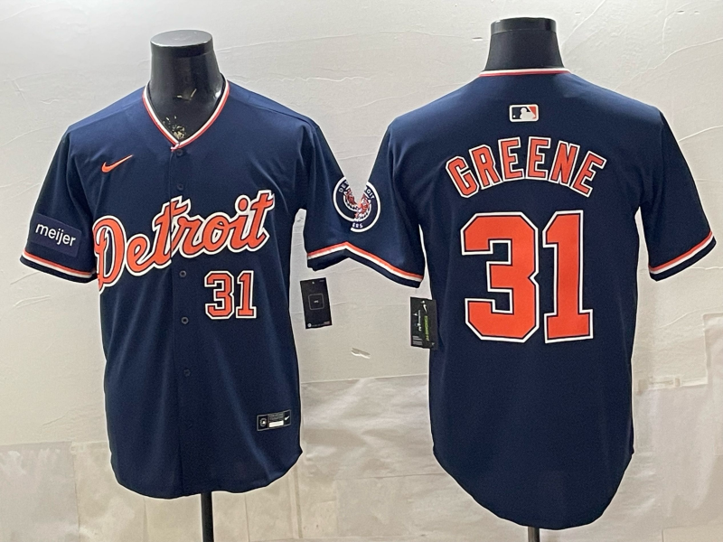 Men's MLB Detroit Tigers #31 Riley Greene 2026 Nike Navy Alternate Replica Jersey