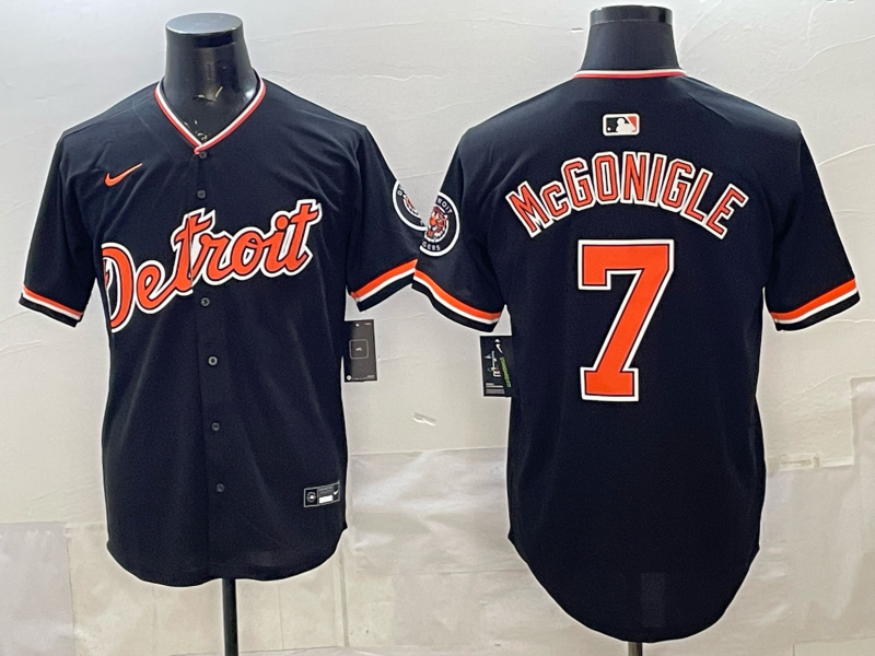 Men's MLB Detroit Tigers #7 Kevin McGonigle 2026 Nike Black Alternate Replica Jersey