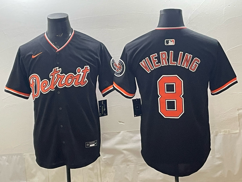 Men's MLB Detroit Tigers #8 Matt Vierling 2026 Nike Navy Alternate Replica Jersey