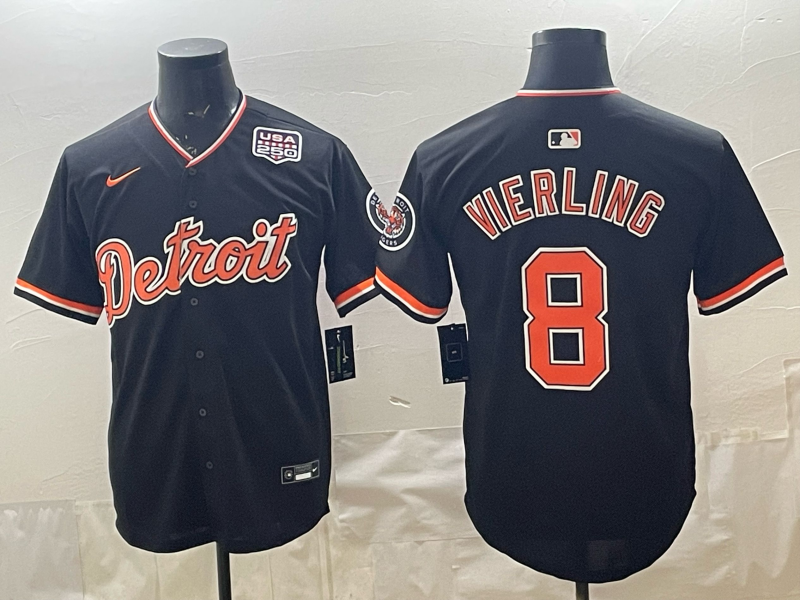 Men's MLB Detroit Tigers #8 Matt Vierling 2026 Nike Navy Alternate Replica Jersey