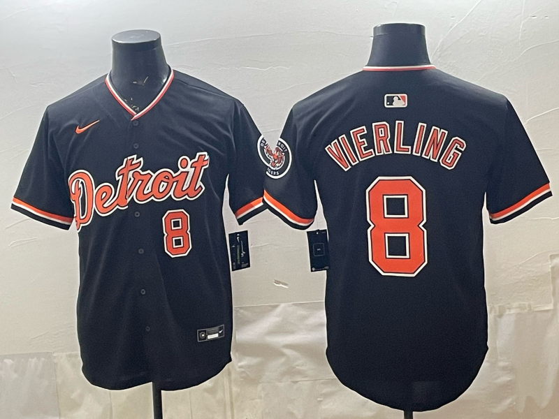 Men's MLB Detroit Tigers #8 Matt Vierling 2026 Nike Navy Alternate Replica Jersey