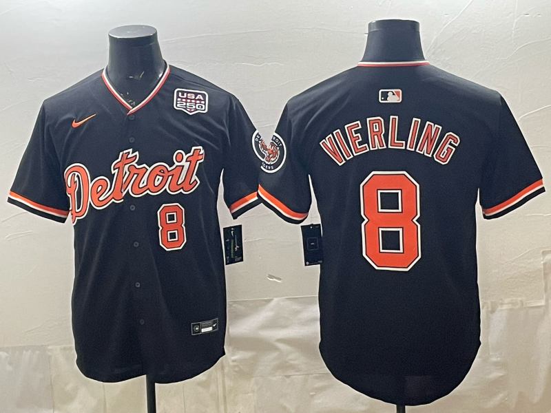 Men's MLB Detroit Tigers #8 Matt Vierling 2026 Nike Navy Alternate Replica Jersey
