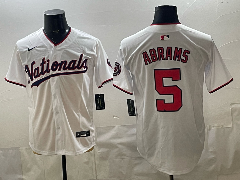 Men's MLB Washington Nationals #5 CJ Abrams Nike White Home Replica Jersey