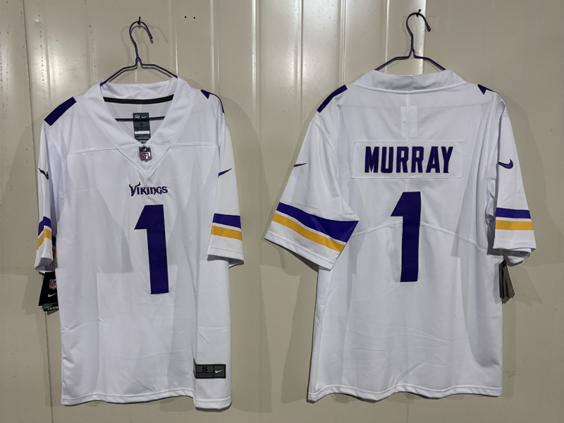 Men's NFL Minnesota Vikings #1 Kyler Murray White Road Vapor Jersey