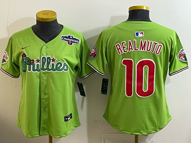 Women's MLB Philadelphia Phillies Phanatic #10 J.T. Realmuto Nike Green Customized Jersey