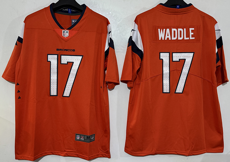 Men's NFL Denver Broncos #17 Jaylen Waddle New Orange Home Vapor Jersey
