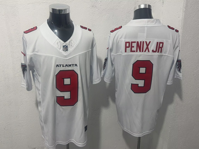 Men's NFL Atlanta Falcons #9 Michael Penix Jr. 2026 New White Road F.U.S.E Jersey