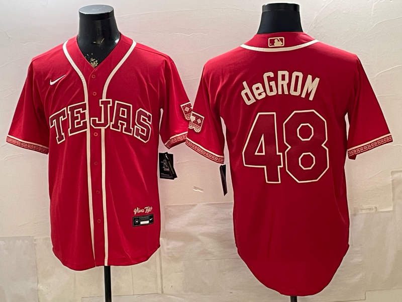 Men's MLB Texas Rangers #48 Jacob deGrom 2026 Red City Connect Stadium Jersey