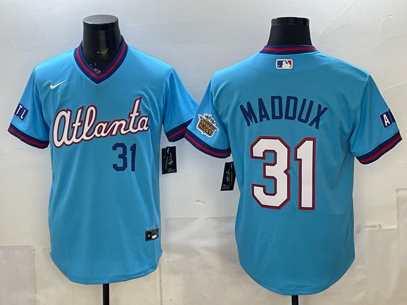 Men's MLB Atlanta Braves #31 Greg Maddux 2026 Blue City Connect Stadium Jersey