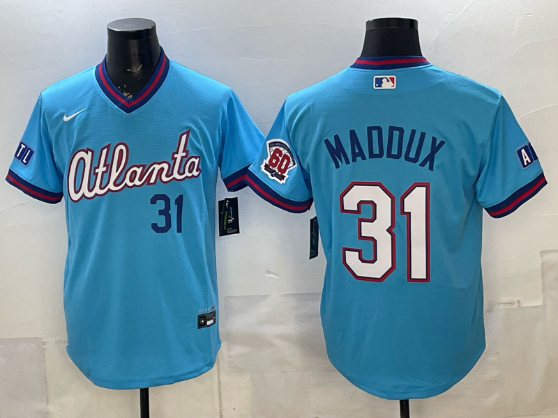 Men's MLB Atlanta Braves #31 Greg Maddux 2026 Blue City Connect Stadium Jersey