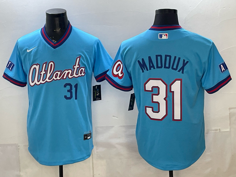 Men's MLB Atlanta Braves #31 Greg Maddux 2026 Blue City Connect Stadium Jersey