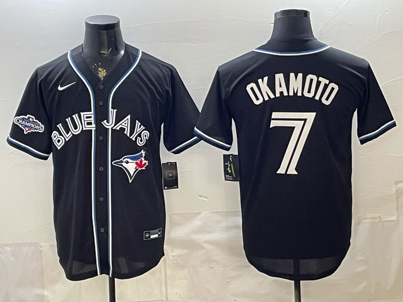 Men's MLB Toronto Blue Jays #7 Kazuma Okamoto 2026 Black Fashion Replica Jersey
