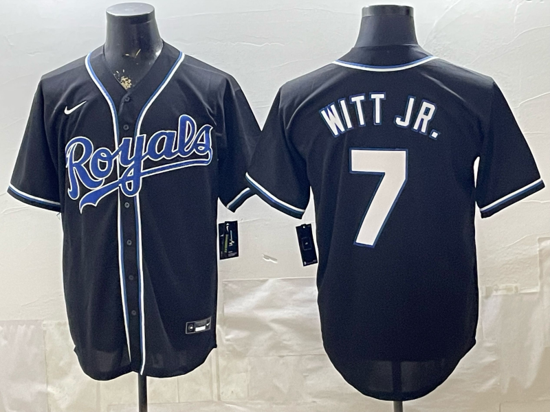 Men's MLB Kansas City Royals #7 Bobby Witt Jr. 2026 Black Fashion Replica Jersey