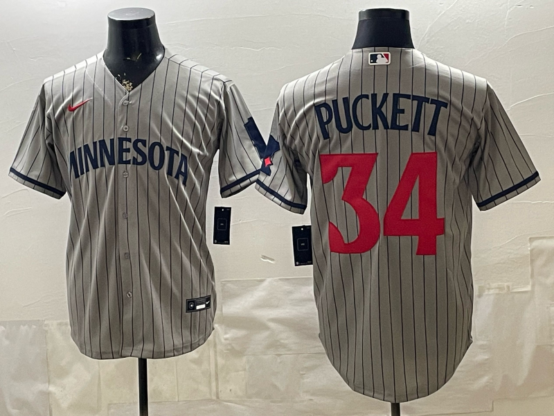 Men's MLB Minnesota Twins #34 Kirby Puckett Nike Gray Road Limited Jersey