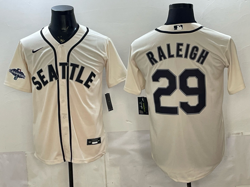 Men's MLB Seattle Mariners #29 Cal Raleigh 2026 Cream Fashion Replica Jersey