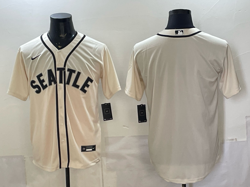 Men's MLB Seattle Mariners Nameless 2026 Cream Fashion Replica Jersey