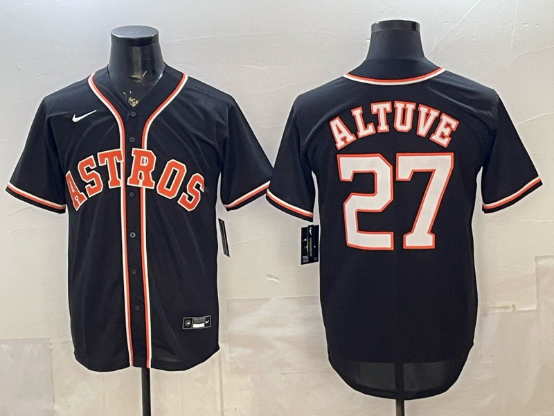 Men's MLB Houston Astros #27 Jose Altuve 2026 Black Fashion Replica Jersey