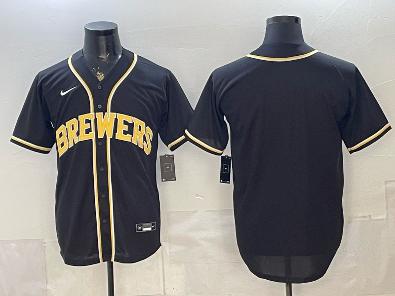 Men's MLB Milwaukee Brewers Nameless 2026 Black Fashion Replica Jersey