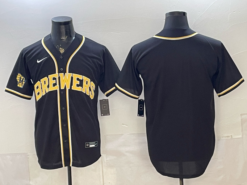 Men's MLB Milwaukee Brewers Nameless 2026 Black Fashion Replica Jersey