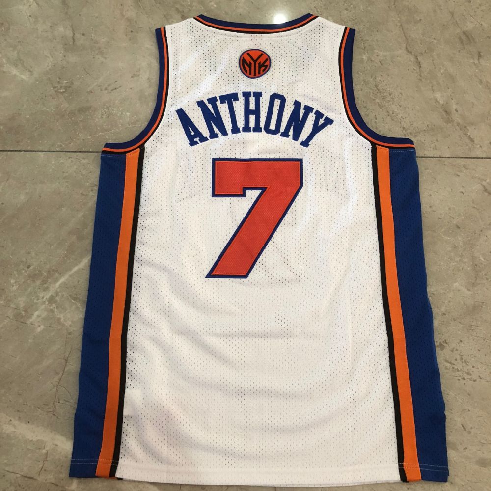 NBA New York Knicks #7 Carmelo Anthony Men's M&N 2010-11 Association Embroidery Jersey