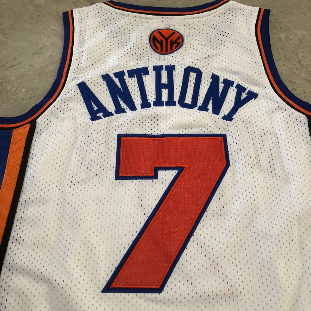 NBA New York Knicks #7 Carmelo Anthony Men's M&N 2010-11 Association Embroidery Jersey