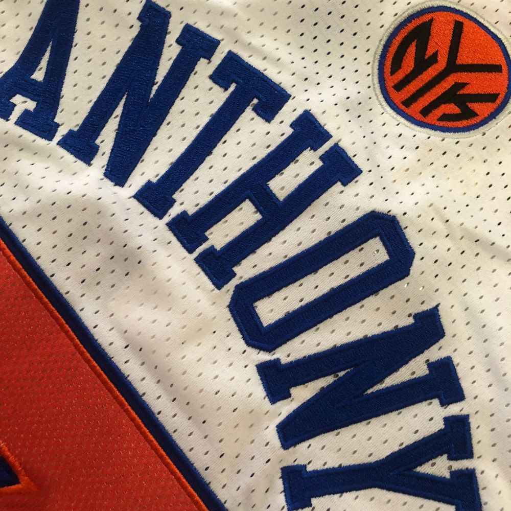 NBA New York Knicks #7 Carmelo Anthony Men's M&N 2010-11 Association Embroidery Jersey