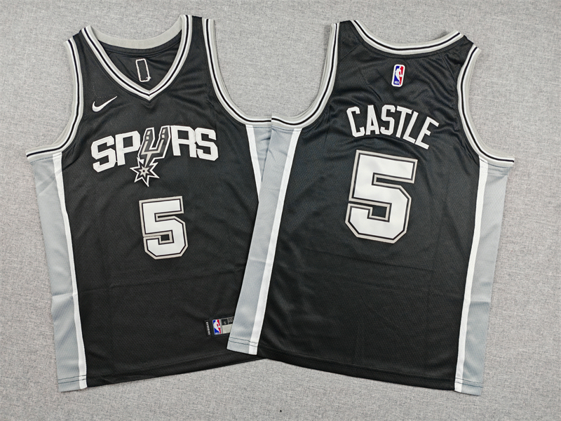 Youth NBA San Antonio Spurs #5 Stephon Castle 2025-26 Icon Edidtion Embroideried Jersey