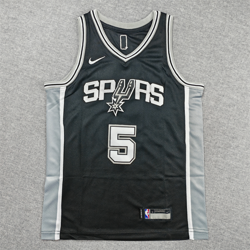 Youth NBA San Antonio Spurs #5 Stephon Castle 2025-26 Icon Edidtion Embroideried Jersey