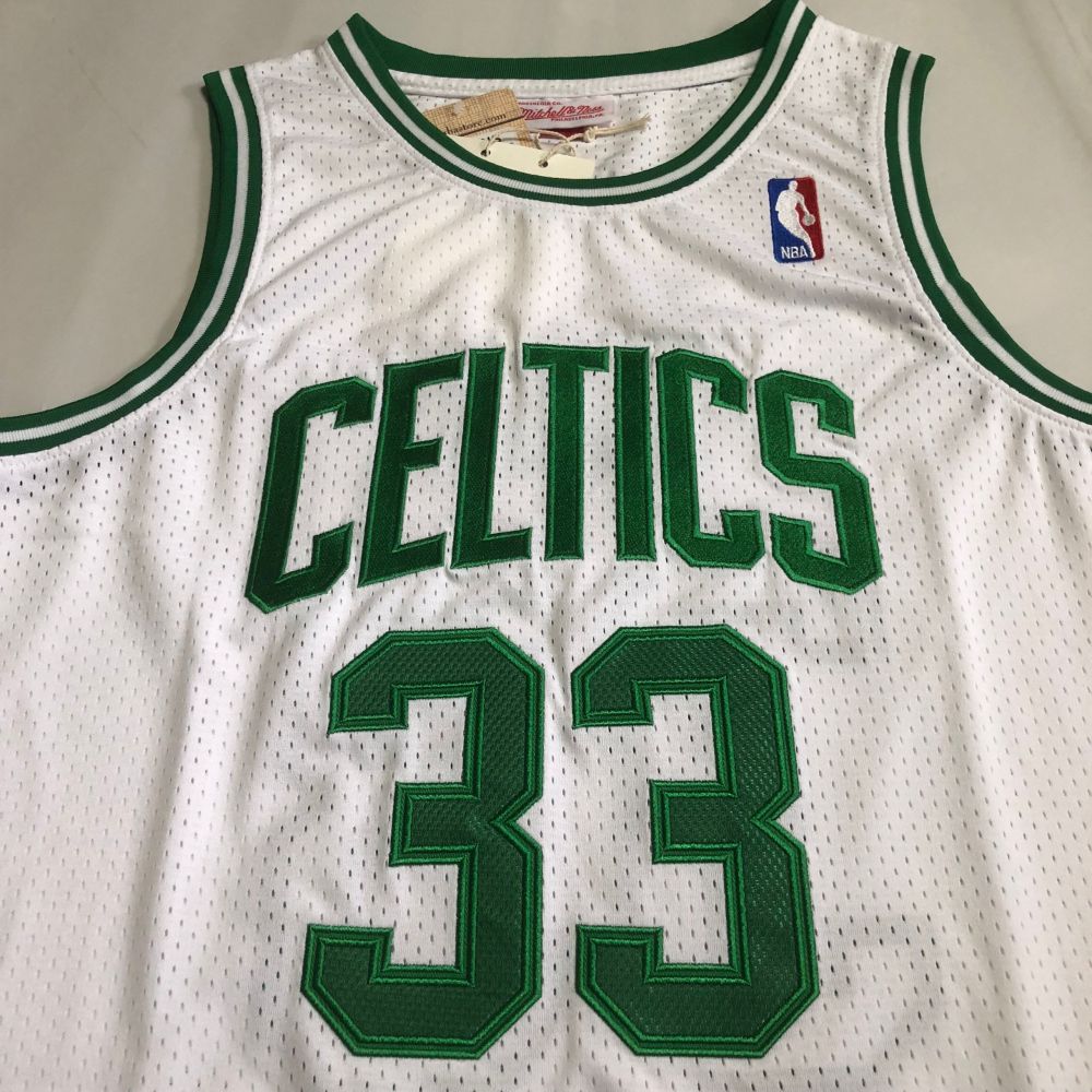 NBA Boston Celtics #33 Larry Bird Men's M&N 1985-86 Road Embroidery Jersey