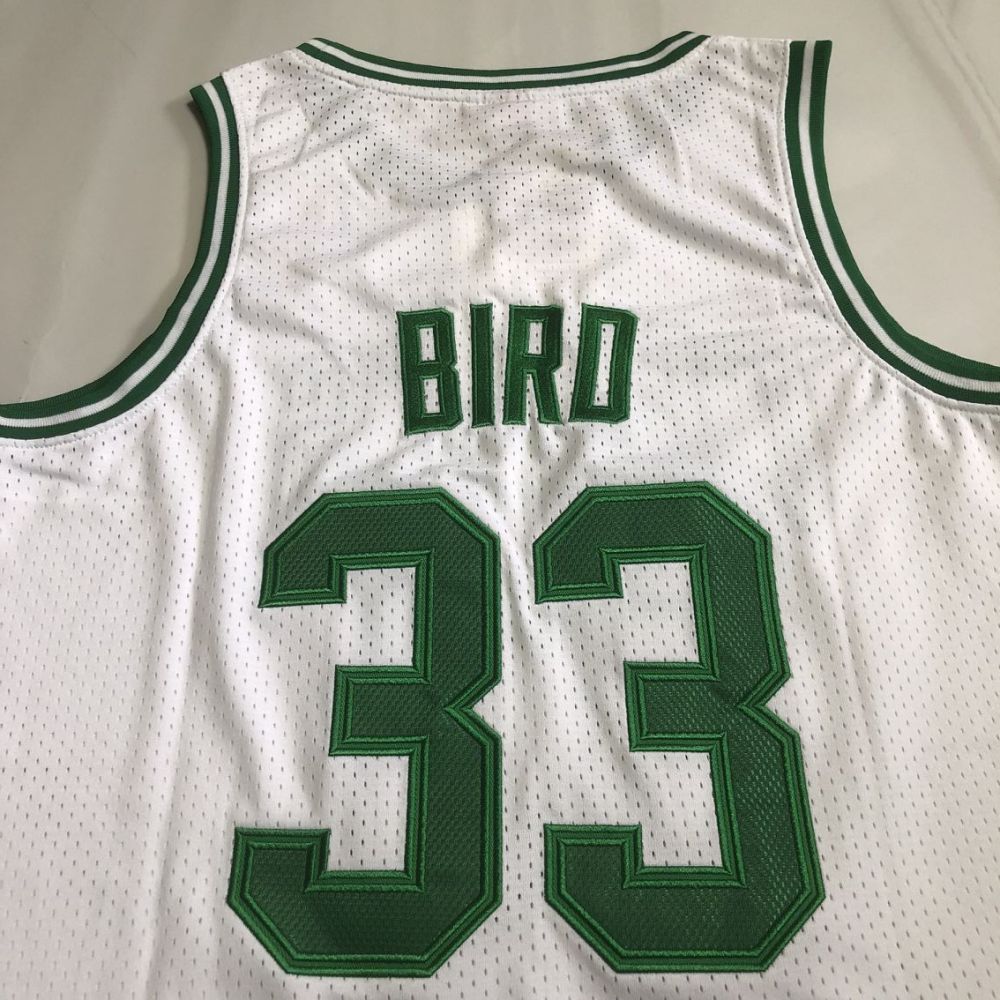 NBA Boston Celtics #33 Larry Bird Men's M&N 1985-86 Road Embroidery Jersey