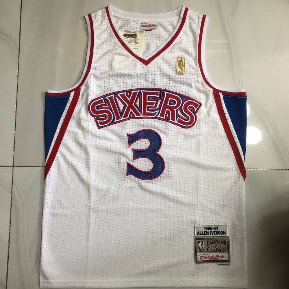 NBA Philadelphia 76ers #3 Allen Iverson Men's M&N 1996-97 Throwback Embroidery Jersey