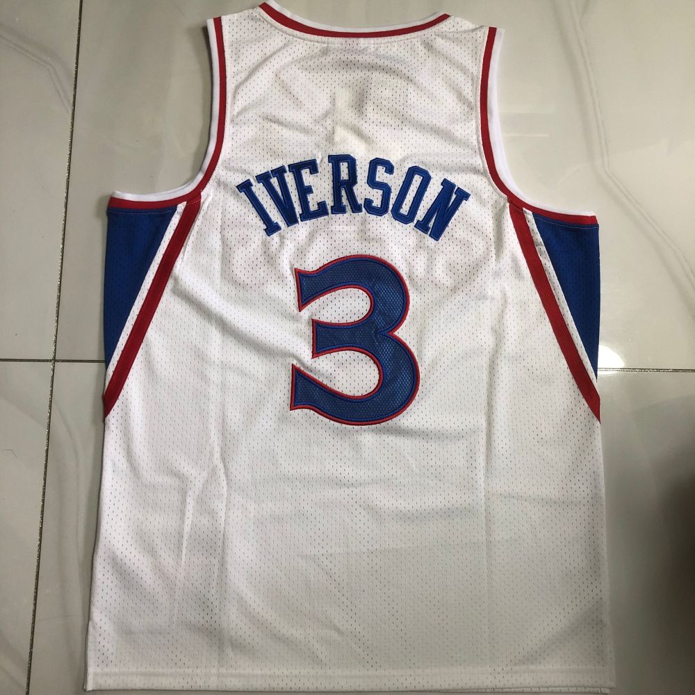 NBA Philadelphia 76ers #3 Allen Iverson Men's M&N 1996-97 Throwback Embroidery Jersey
