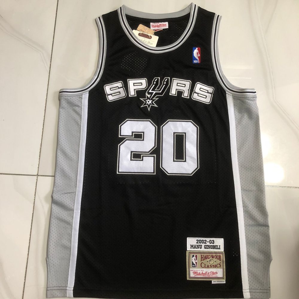 NBA San Antonio Spurs #20 Manu Ginóbili Men's M&N 2002-03 Icon Embroidery Jersey