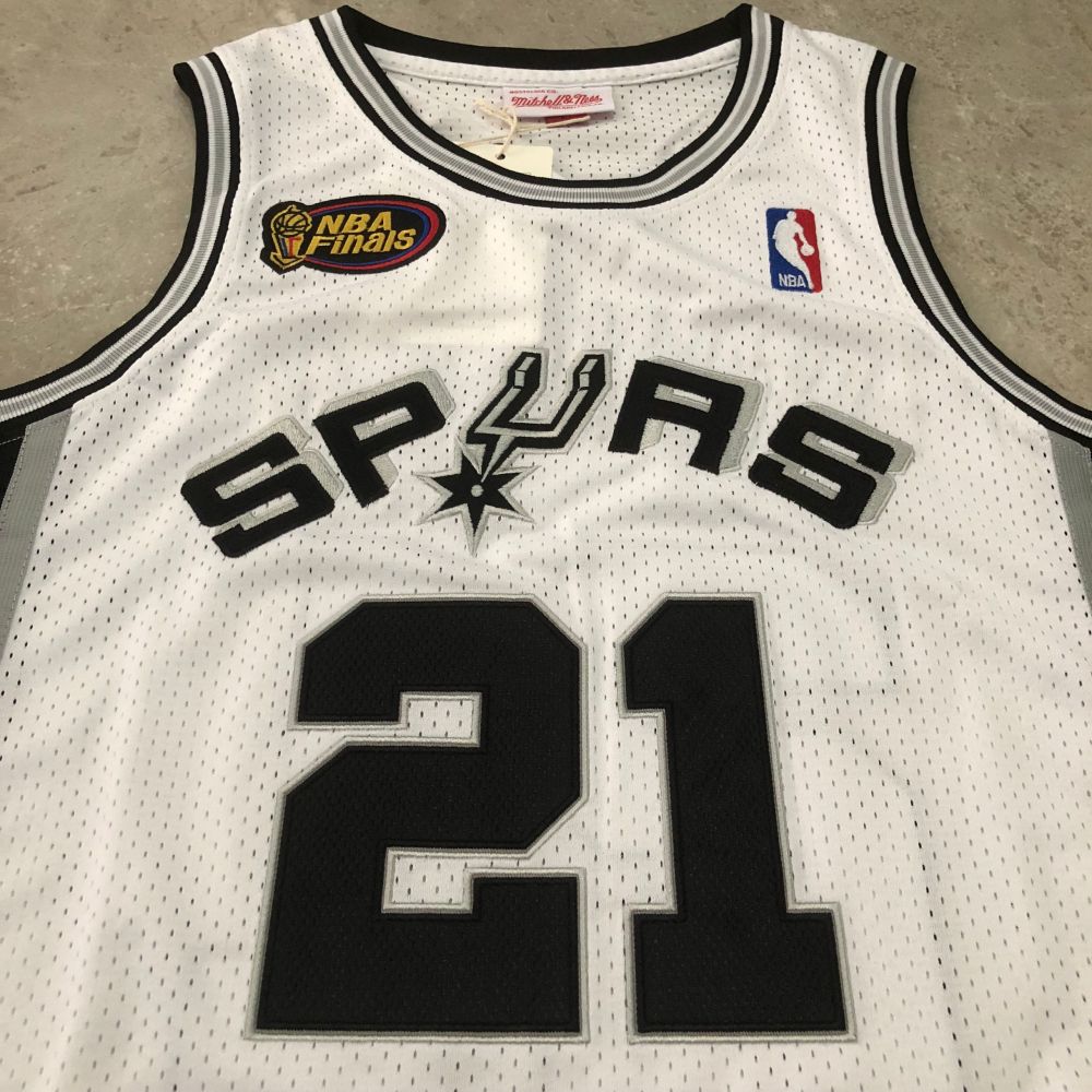 NBA San Antonio Spurs #21 Tim Duncan Men's M&N 1998-99 Finals Embroidery Jersey