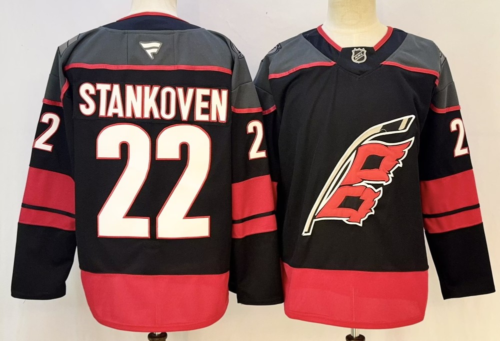 Men's NHL Carolina Hurricanes #22 Logan Stankoven Fanatics Black Premier Home Jersey