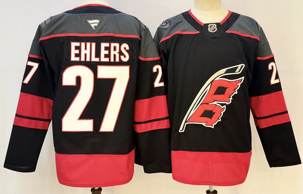 Men's NHL Carolina Hurricanes #27 Nikolaj Ehlers Fanatics Black Premier Home Jersey